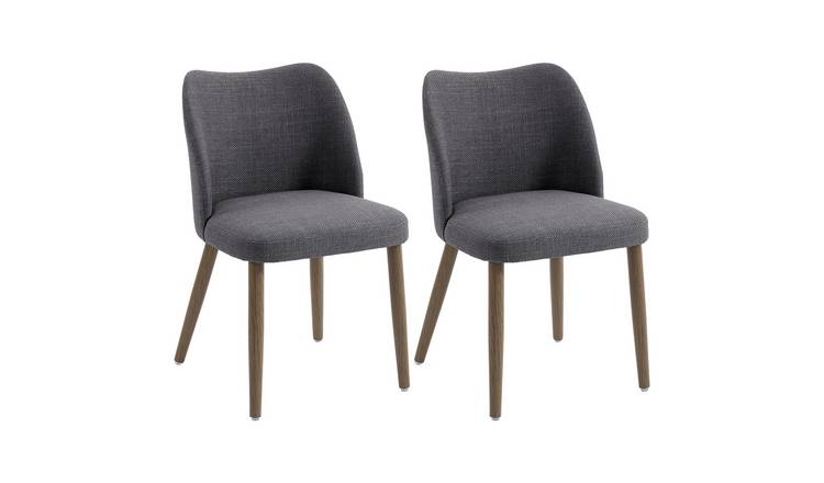 HOMCOM Set of 2 Modern Dining Chair with Padded Seat - Dark Grey