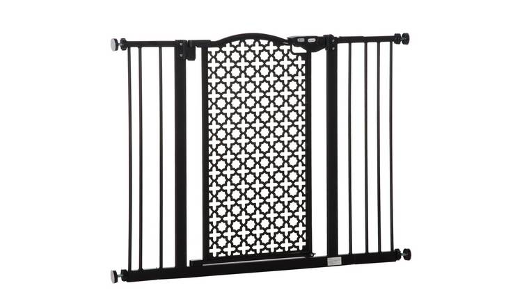 PawHut Pressure Fit Auto Close Double Lock Pet Safety Gate - 74-105cm - Black