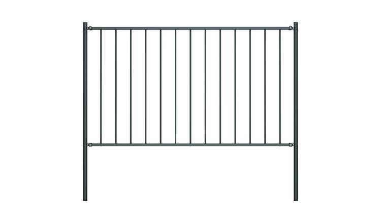 Walplus Steel Fence Panel Woerden with Posts - Anthracite - 1.7 x 1 m