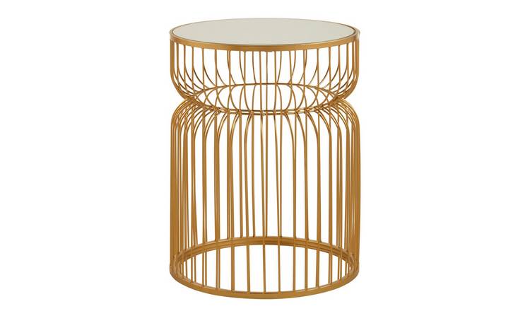 Orsina Avantis Metal Wireframe Round Side Table – Gold