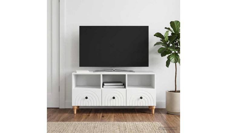 Walplus Engineered Wood TV Cabinet - White - 102 x 34.5 x 50 cm