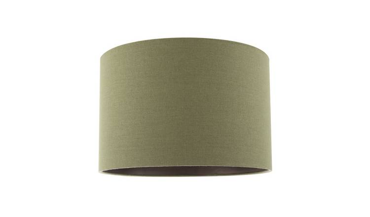 Happy Homewares Sleek Olive Green in Linen Fabric with Bronze Lampshade - 30cm