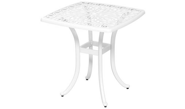 Outsunny Square Small Garden Table with Parasol Hole - White