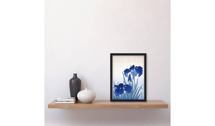 Ohara Koson Blue Iris Flowers Framed Art Print - A4
