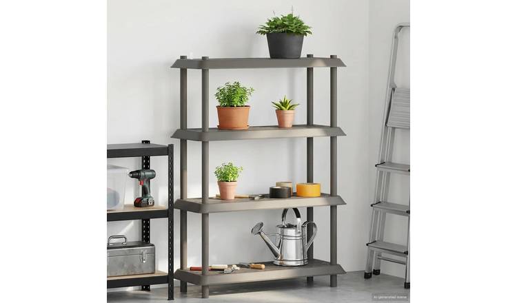 Walplus 4 Tier Shelving Unit - Light Grey - 100 x 40 x 136.5 cm