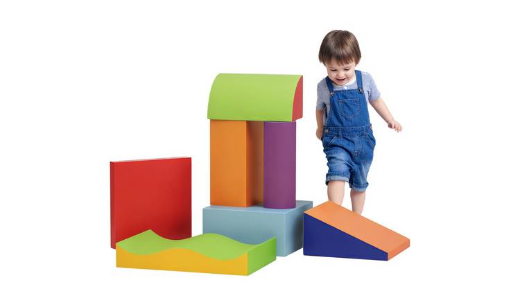 HOMCOM 7 Piece Foam Climb Crawl Stacking Kids Soft Play Set - Blue