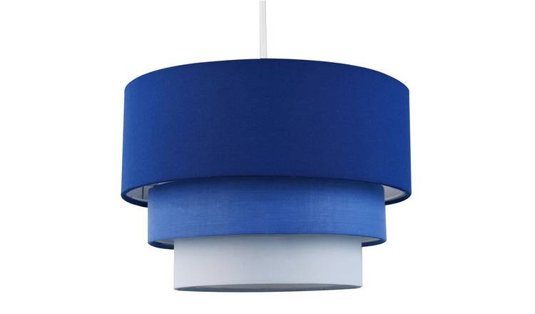 Happy Homewares Midnight Blue Round Triple Tier Cotton Pendant Shade - 30cm