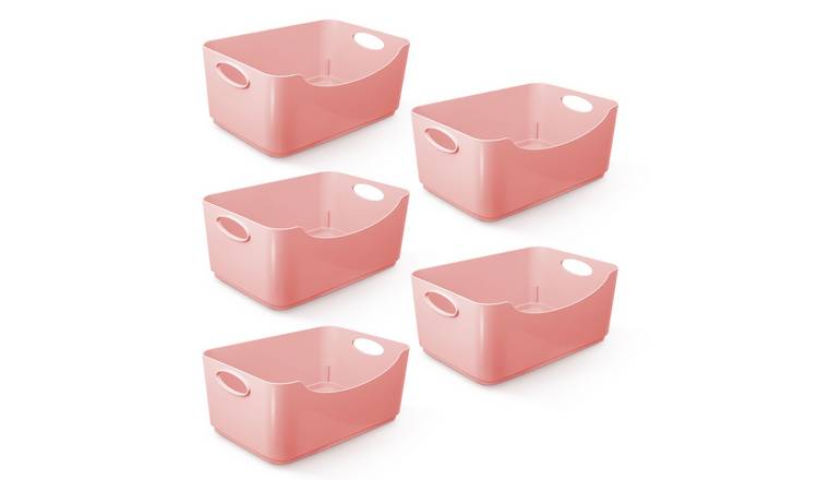 Keplin Studio Plastic Storage Baskets 5 Pack - Pink
