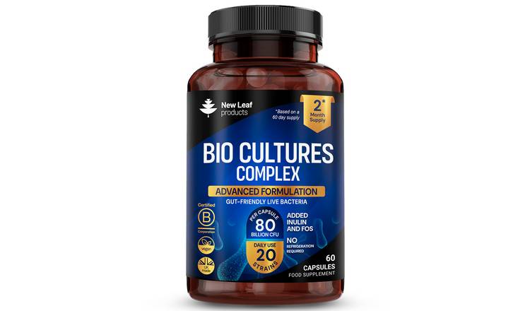 New Leaf Bio Cultures with Inulin and FOS 80 B CFU - 60 Capsules