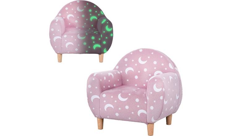 AIYAPLAY Single Seat Glow in the Dark Kids Armchair with Star Design - Pink