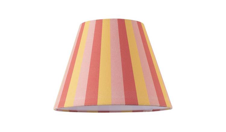Happy Homewares Multi Pink Tone Striped Linen Coolie Lampshade - 25cm