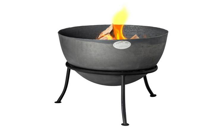 Harbour Housewares Steel Garden Fire Pit - Grey