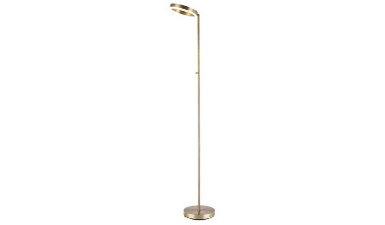 Happy Homewares LED Halo Ring in Antique Brass with CCT Dimmer Floor Lamp - 23cm