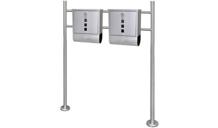 Walplus Stainless Steel Double Mailbox on Stand - 31 x 10.5 x 33.5 cm
