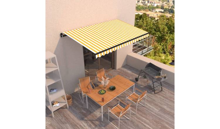 Walplus Manual Polyester - Yellow and White - 450x300 cm - Anthracite Frame