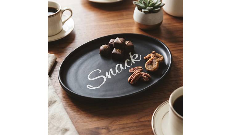 Orsina Mange Oval Snack Plate - Black