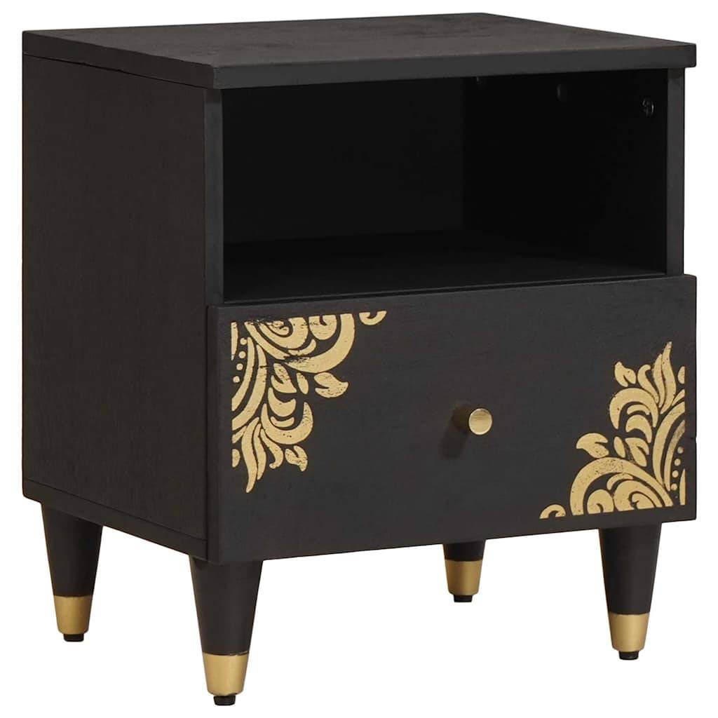 Walplus Solid Wood Nightstand - Black - 40 x 33 x 46 cm - Image 1