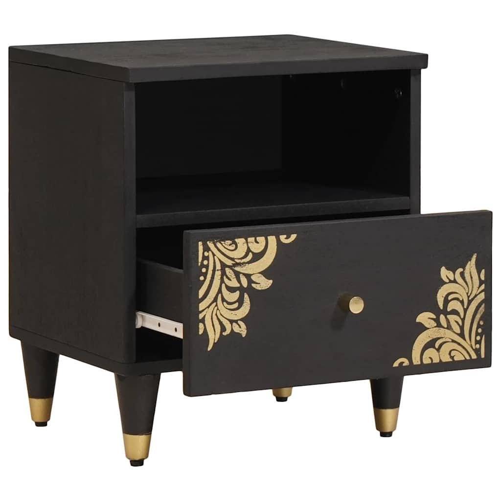 Walplus Solid Wood Nightstand - Black - 40 x 33 x 46 cm - Image 2