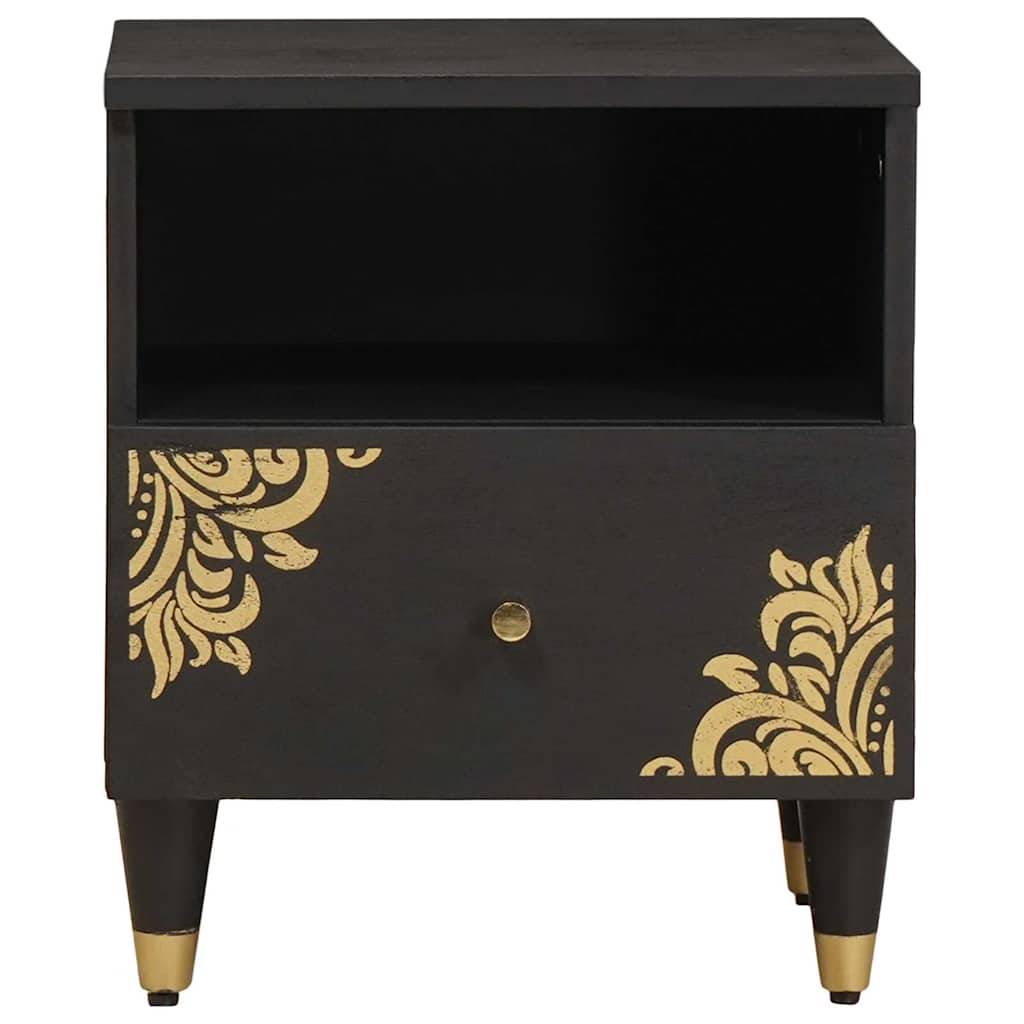 Walplus Solid Wood Nightstand - Black - 40 x 33 x 46 cm - Image 3