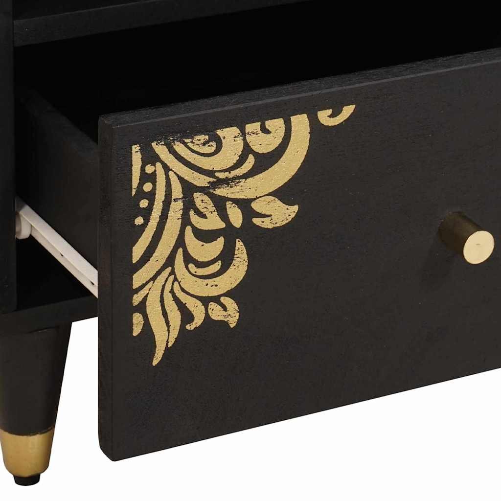 Walplus Solid Wood Nightstand - Black - 40 x 33 x 46 cm - Image 7