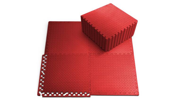 Kayman Red Interlocking EVA Foam Gym Floor Mats - 60 x 60cm - Pack of 4