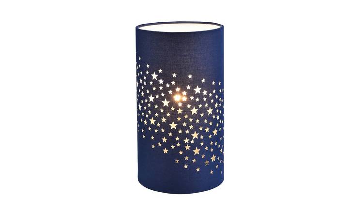 Happy Homewares Blue Stars Decorated Children Kids Midnight Table Lamp - 13cm