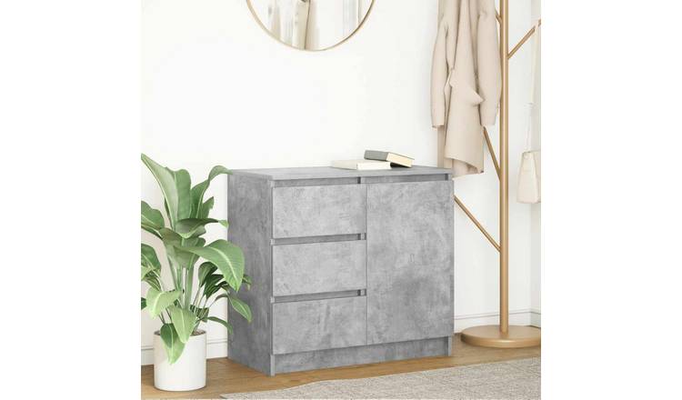 Walplus Engineered Wood 3 Drawer Sideboard - Granite Grey - 71 x 35 x 65 cm