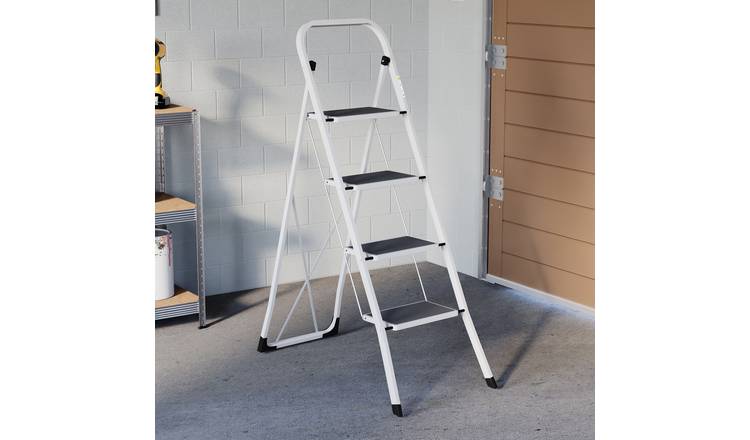 Home Vida 4 Step Ladder With Anti-Slip Mat - White