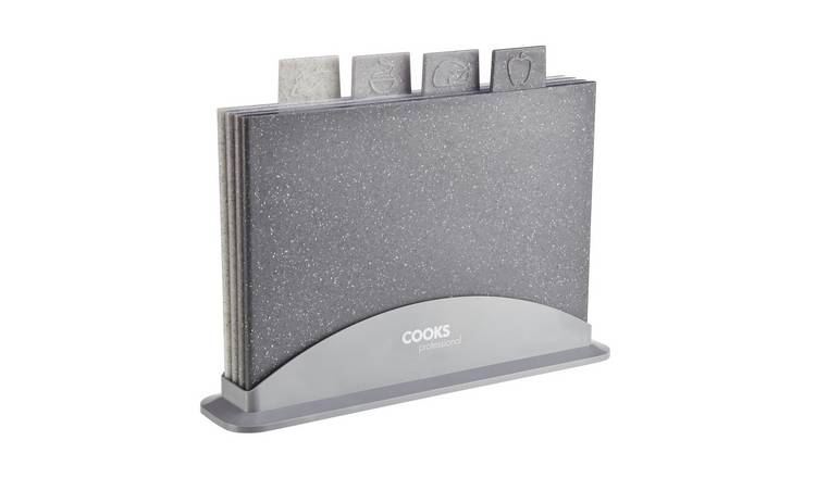 Cooks Professional 4 Piece Index Chopping Board Set - Grey Granite Effect