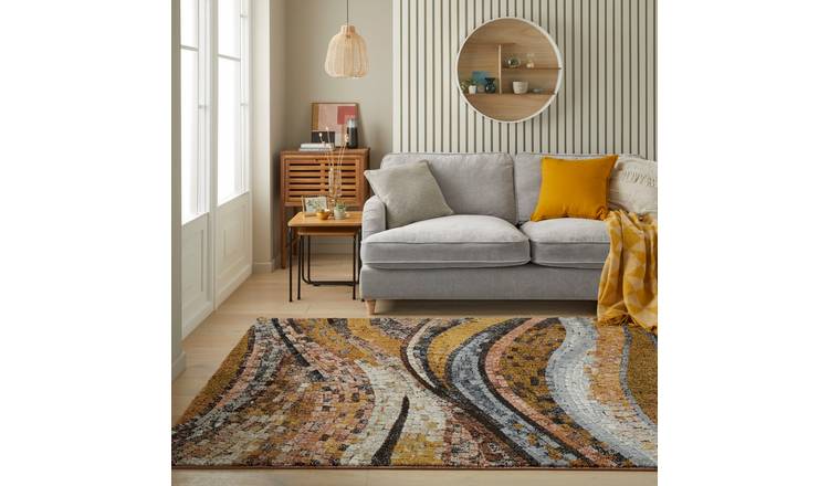 Mega Flooring Brown Modern Abstract Rug - 80 x 150cm