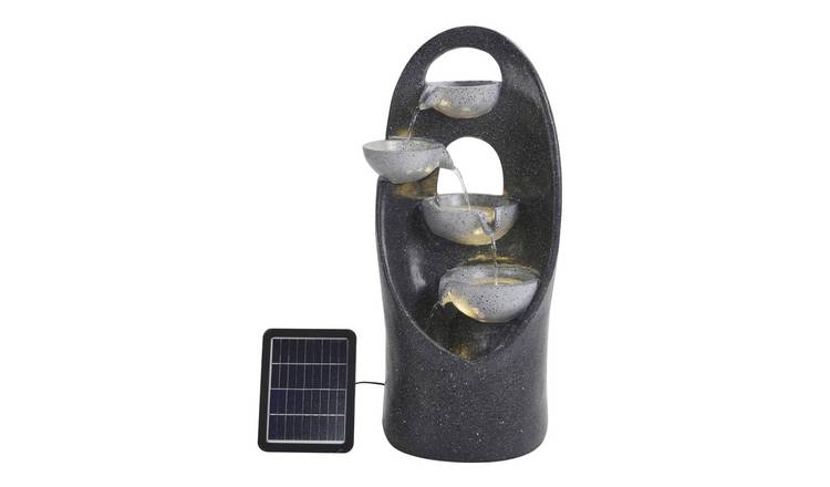 Living and Home Solar Resin Outdoor Tiered Water Fountain