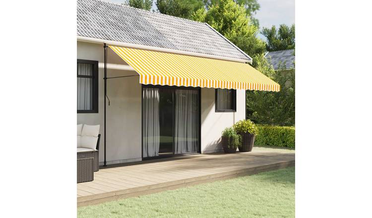 Walplus Polyester Awning Replacement Fabric - Yellow and White - 500 cm