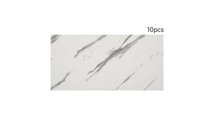 Living and Home 10 Pcs Self-Adhesive Marble PVC Wall Stickers - White