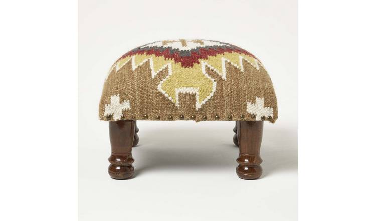 Homescapes Jaipur Handwoven Kilim Footstool – 40 x 40 cm