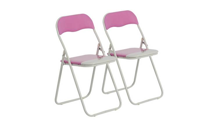 Harbour Housewares Coloured Padded Folding Chairs - Pink - Pack of 2
