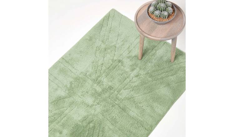 Homescapes Tufted Rug Union Jack Plain Embossed Mat - Green