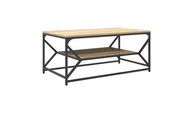 Walplus Engineered Wood and Steel Coffee Table - Sonoma Oak - 90 x 50 x 40 cm