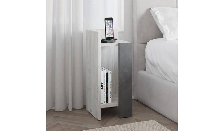 Decortie Elos Collection Particleboard Bedside Table - Cream, Retro Grey