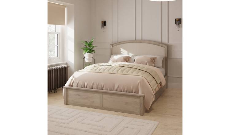 GFW Madrid King Size Wooden End Lift Ottoman Bed with Mattress - Limed Oak