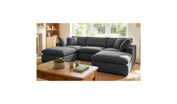 Artemis Home Cotleigh 5 Piece U-Shaped Modular Corner Sofa - Charcoal