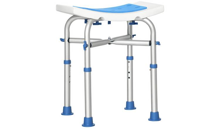 HOMCOM Adjustable Padded Shower Chair with Built-in Handle and Suction Foot Pad