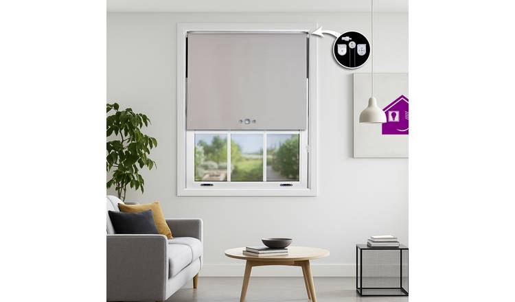 Furnished Grey Blackout Roller Blind Triple Round Eyelets - 55 x 165cm