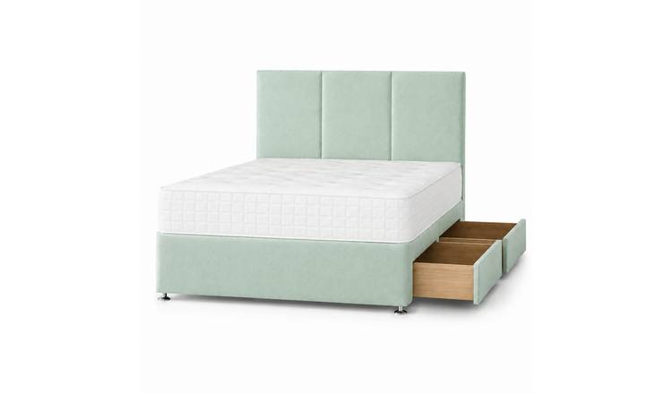 Comfy Deluxe 4ft Small Double  2 Drawer Plush Velvet Divan Bed Set -  Mint