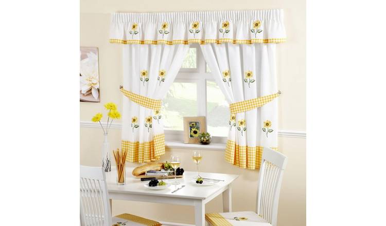 Alan Symonds Sunflower Pencil Pleat Curtains - Yellow - 117 x 107cm