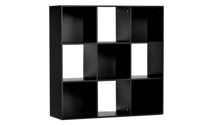 HOMCOM 3 Tier 9 Cubes Storage Bookcase - Black