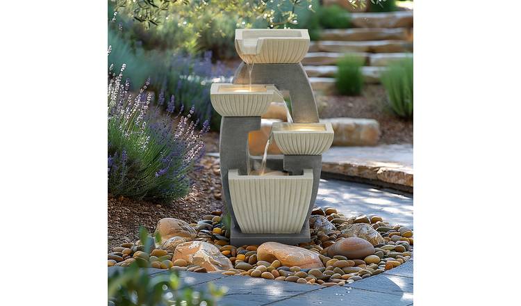 Charles Bentley Elbe Mains Powered Cascading Water Feature - Grey