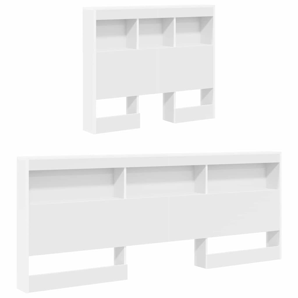 Walplus Engineered Wood Storage Headboard - White - 217.5 x 97.5 x 76.5 cm - Image 5