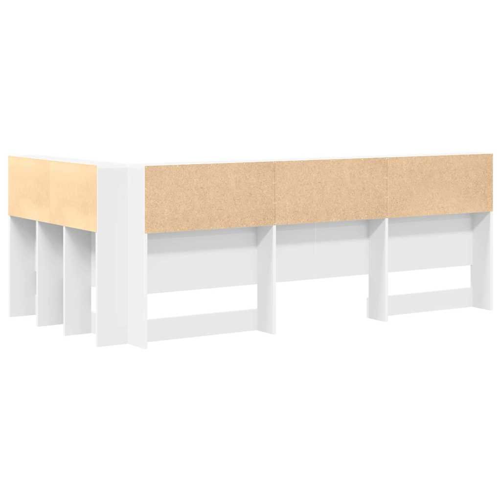 Walplus Engineered Wood Storage Headboard - White - 217.5 x 97.5 x 76.5 cm - Image 8