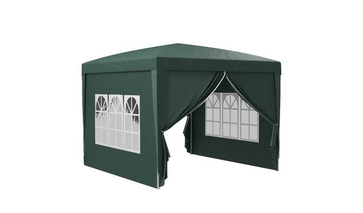 Outsunny Water Resistant Sidewalls and Windows Pop Up Gazebo – Dark Green