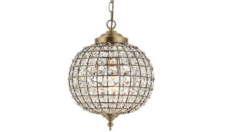 Loops Direct Steel and Glass Ceiling Pendant - Antique Brass